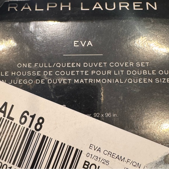 Lauren Ralph Lauren Eva Botanical Duvet Set 3 Pc. Queen Cream/Blue $385 NEW - Picture 4 of 5